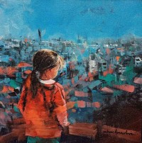 Shan Amrohvi, 12 x 12 inch, Acrylic on Canvas, Cityscape Painting, AC-SA-196
